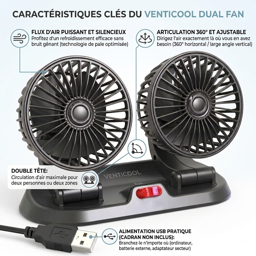 Double ventilateur Venticool pour voiture